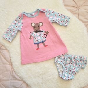 Baby Boden Mouse Appliqué Tunic Dress Set | 0-3M